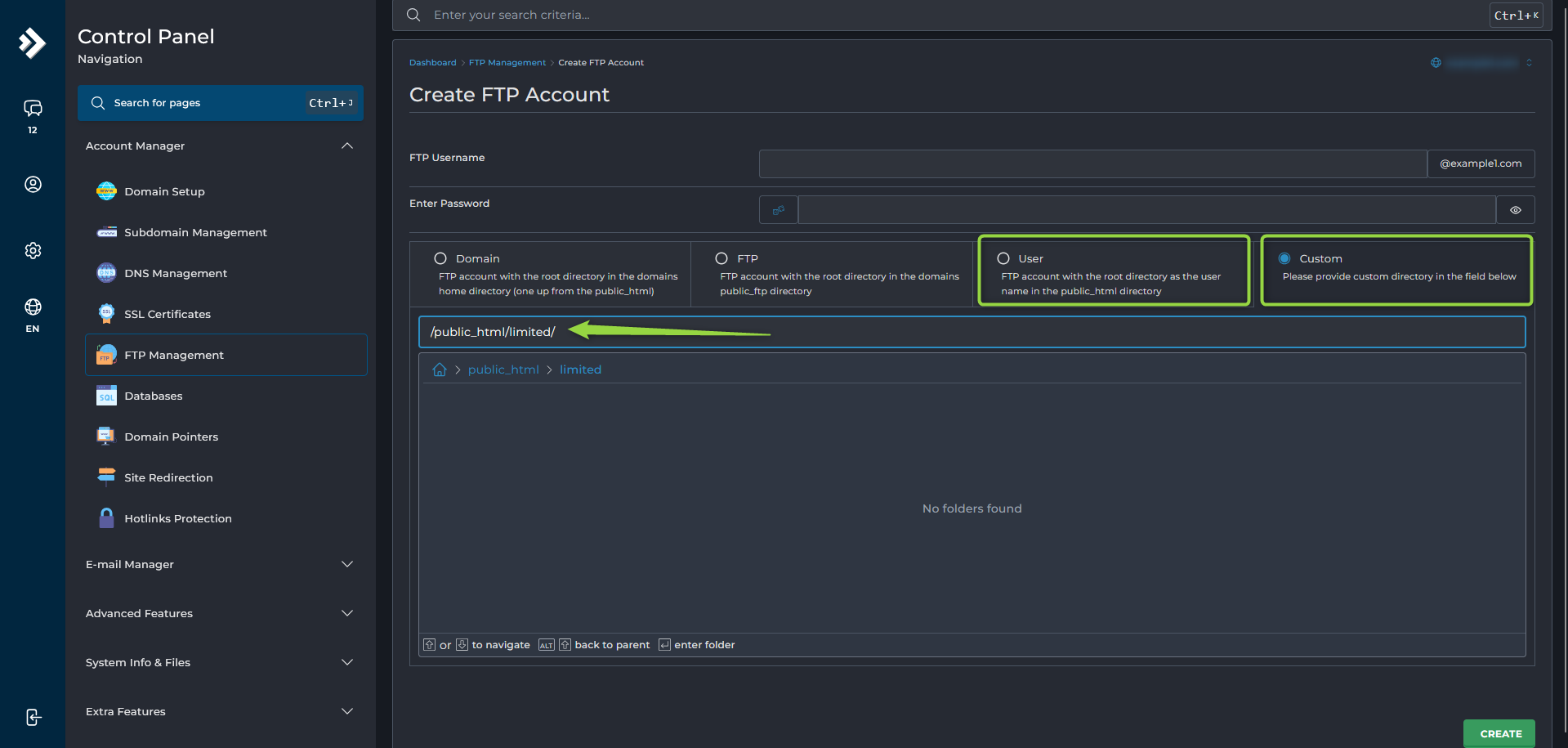 Limited Access FTP Account