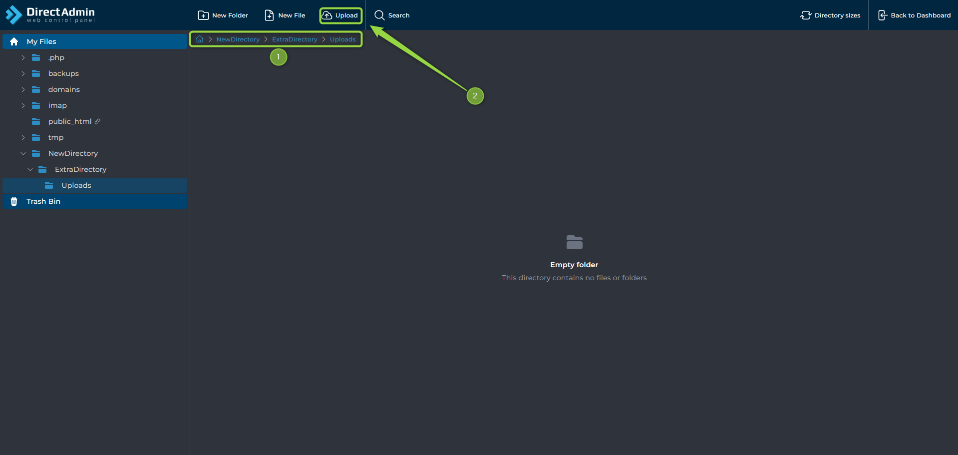 Upload Using File Manager
